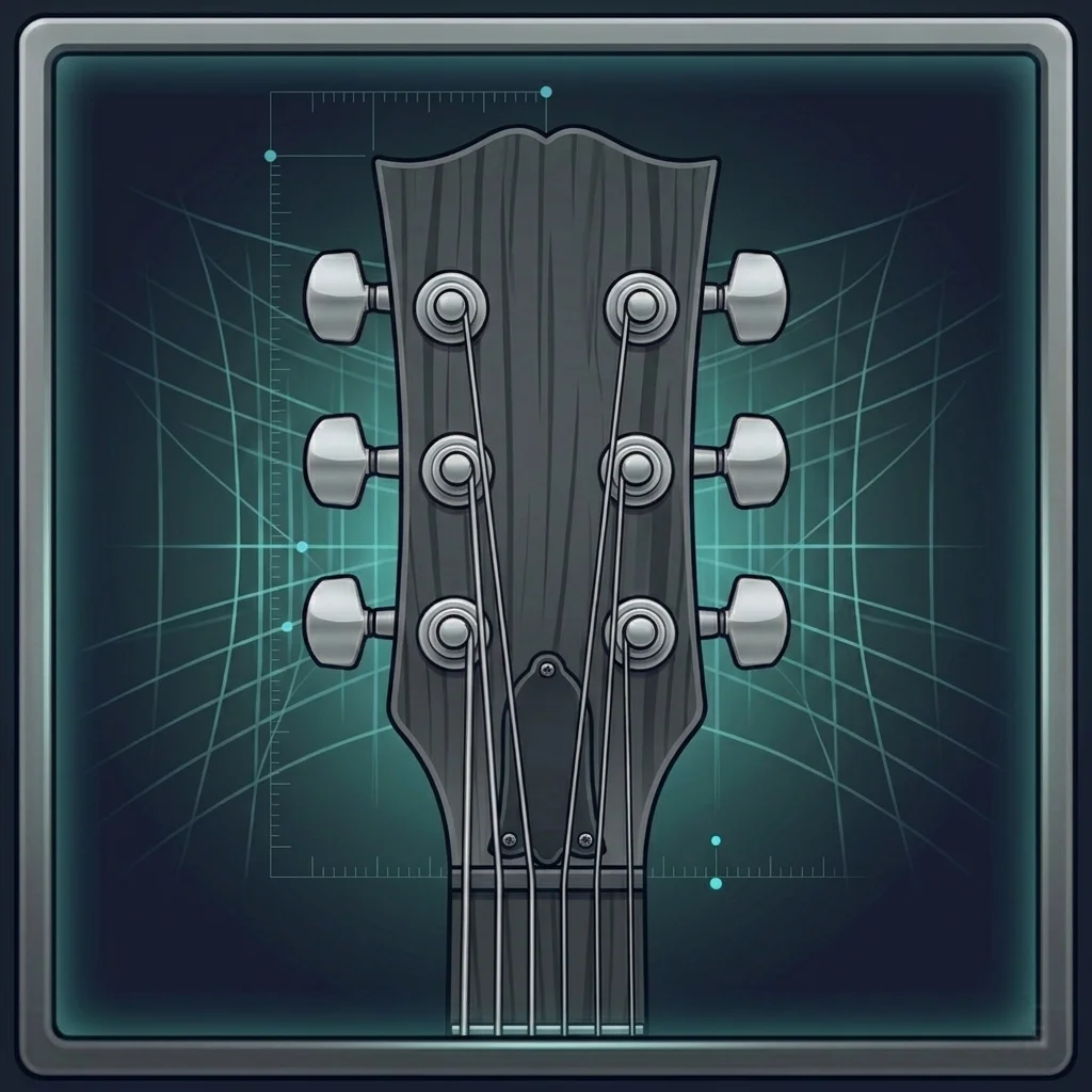 3-by-3 guitar headstock icon for string winding direction selection