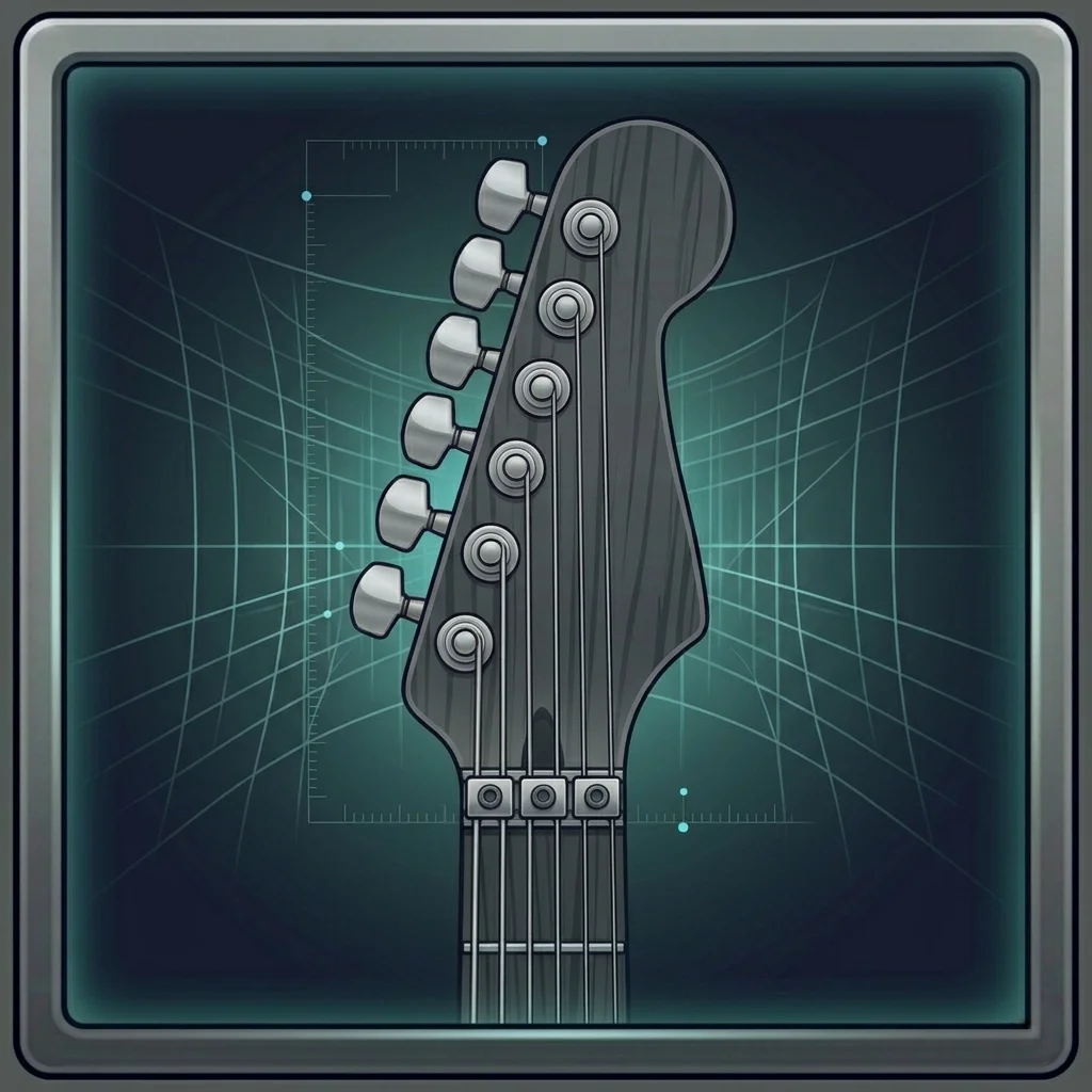 6-in-line guitar headstock icon for string winding direction selection