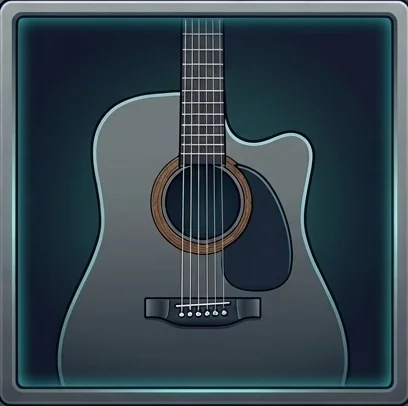 Acoustic guitar icon for string change type selection