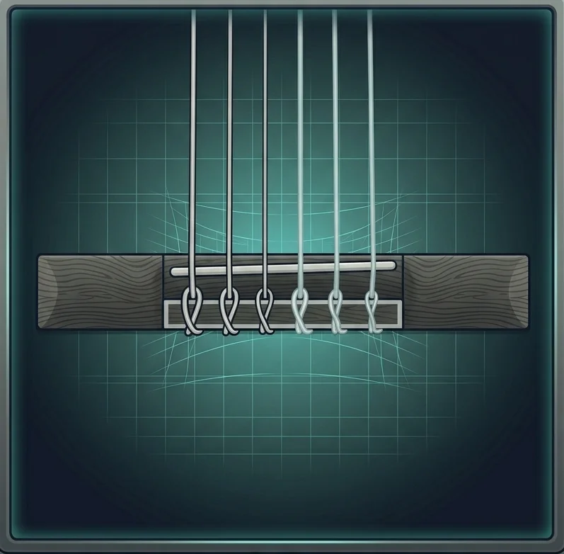 Classical guitar bridge knot