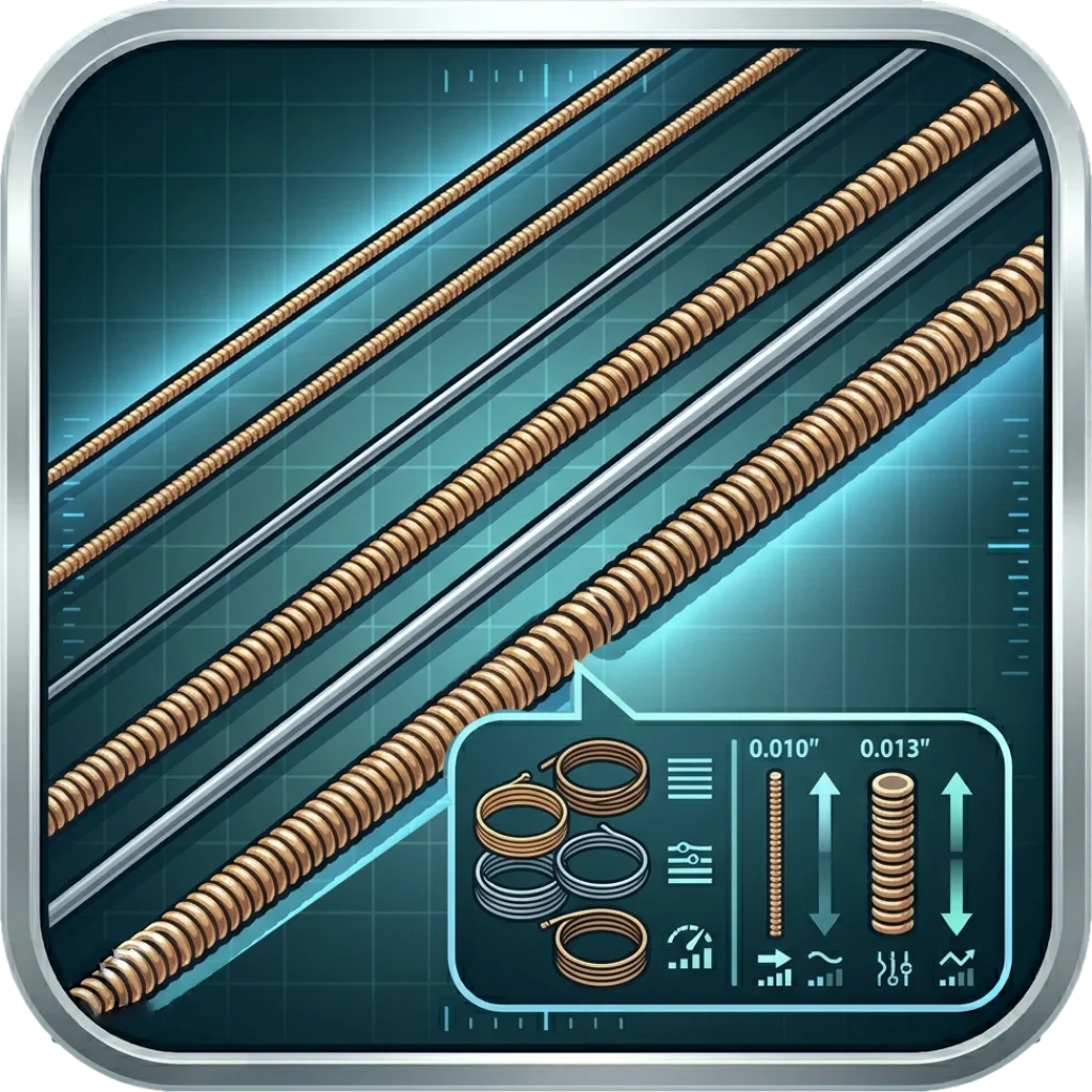 Different guitar string gauges side by side