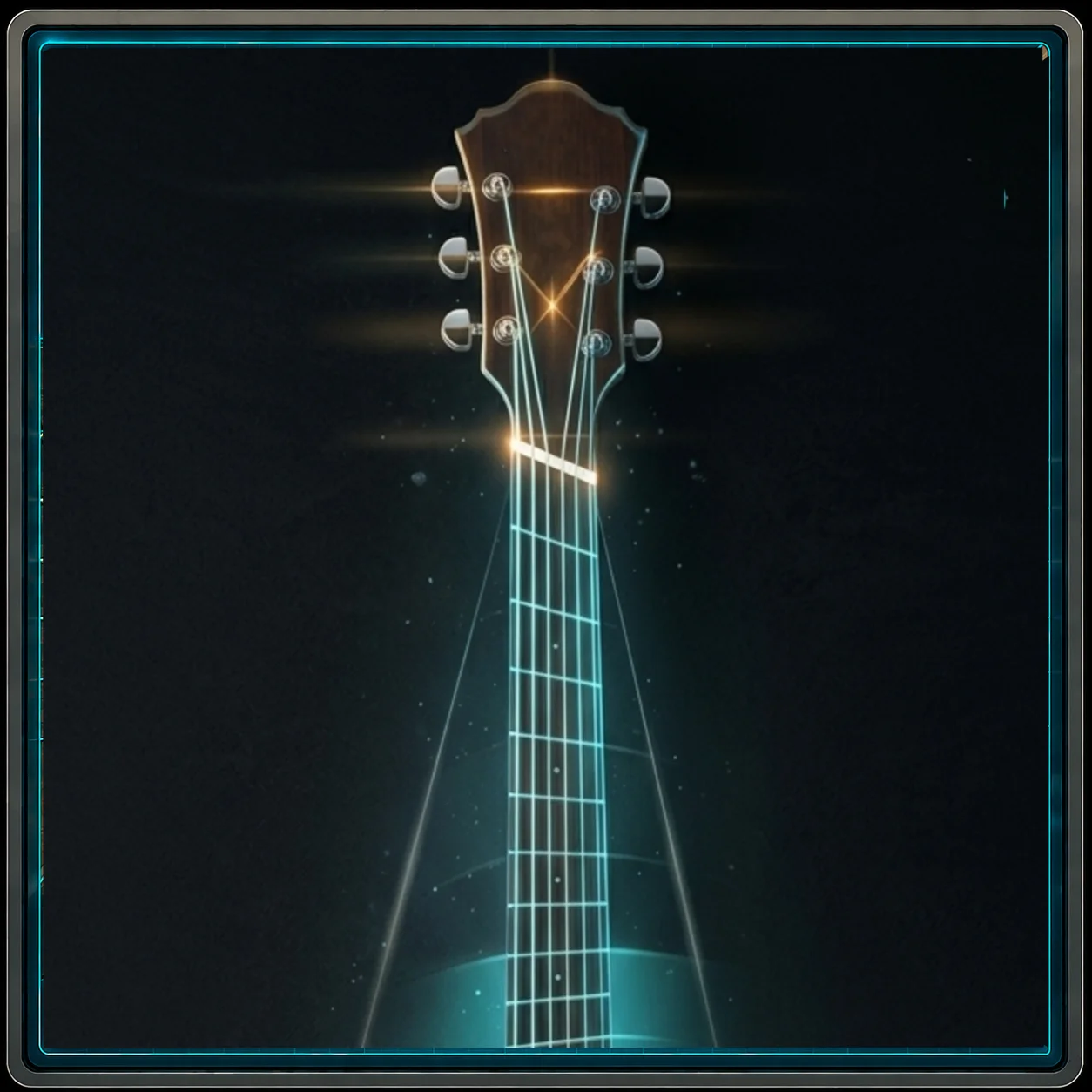 Fan-fret guitar neck showing how frets angle across different string lengths