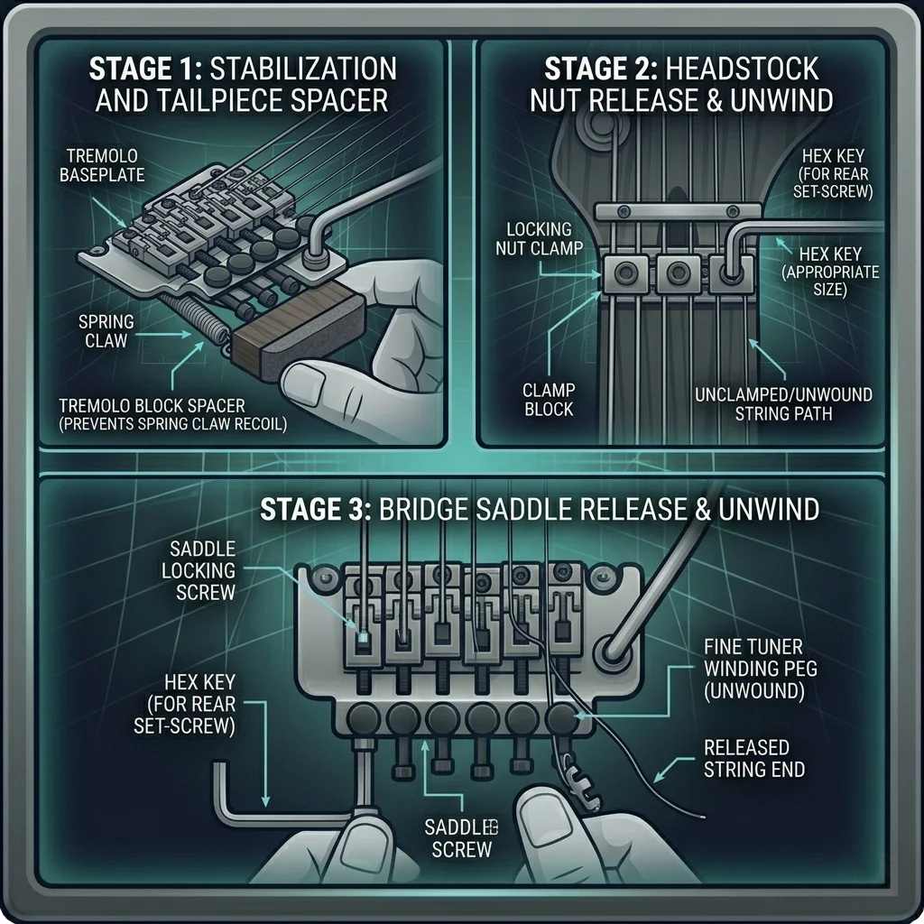Floyd Rose string change diagram