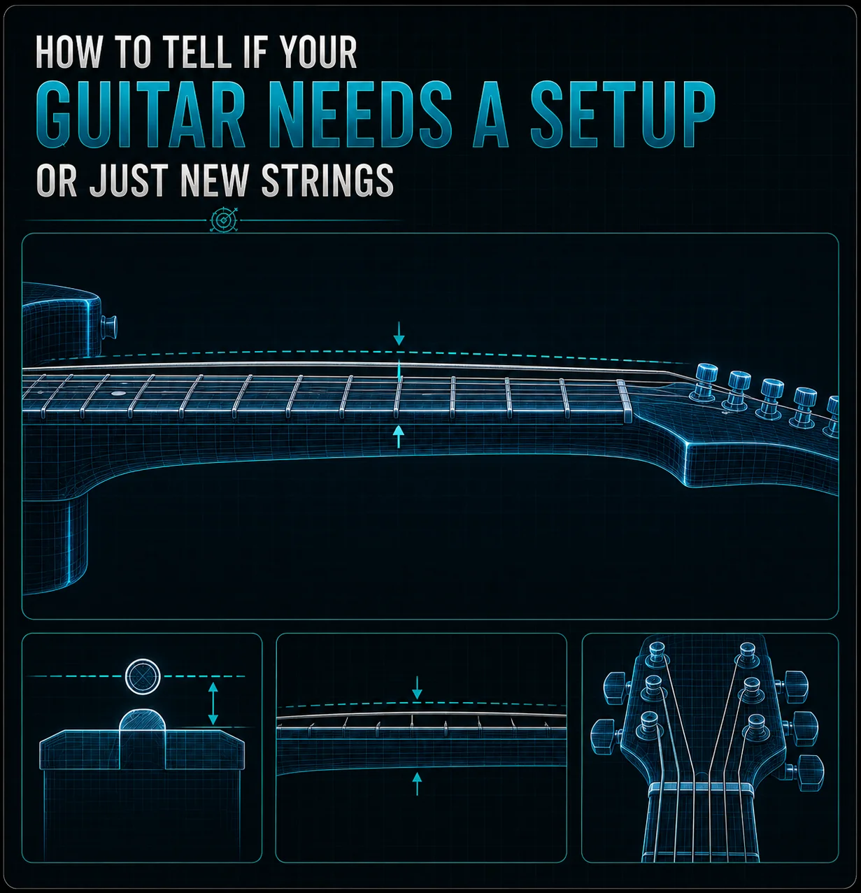Checking neck relief on a guitar by fretting at the first and last fret