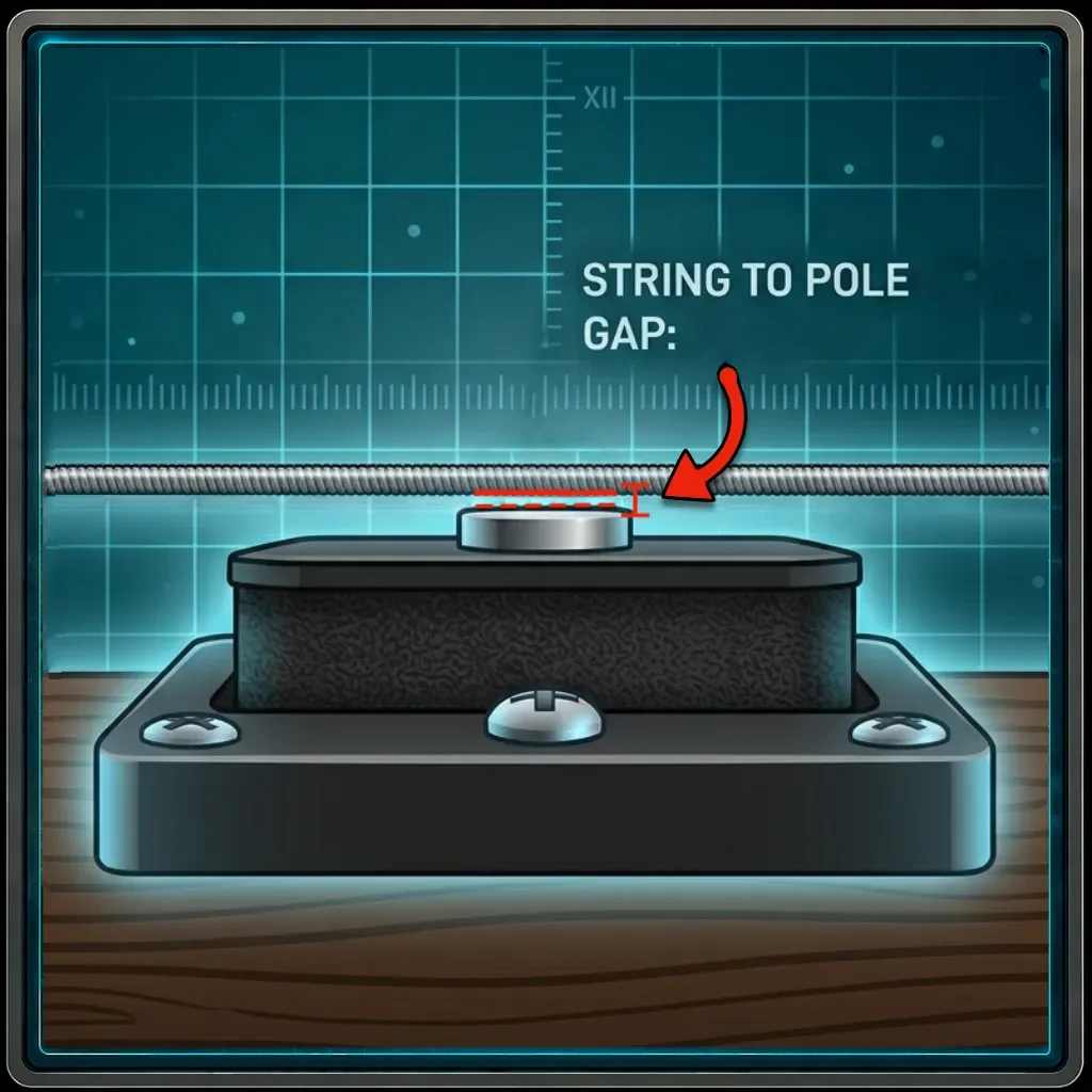 Measuring distance from pickup pole piece to bottom of guitar string